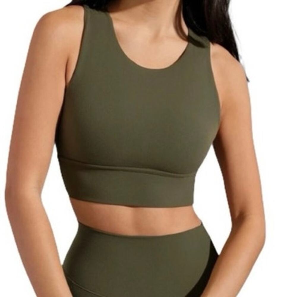 EUC‎ - Buff Bunny Geo Sports Bra Strappy in Dark Olive - Size XS